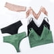 thumbnail image 4 of Conjunto de lencería sin costuras de 2 piezas con cuello en V para mujer: sujetador sin relleno y tanga, poliéster, color liso, estilo sexy/casual, adecuado para primavera/verano, 4 of 7