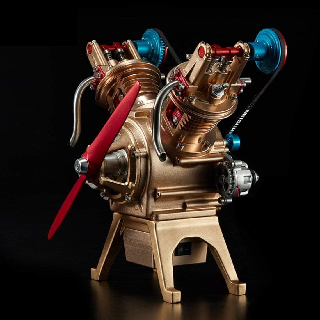 V2 Double Cylinder Metal Mini Car Engine Model Kit Manual Assembly Adults Kids Creativity Toy Collection Decoration