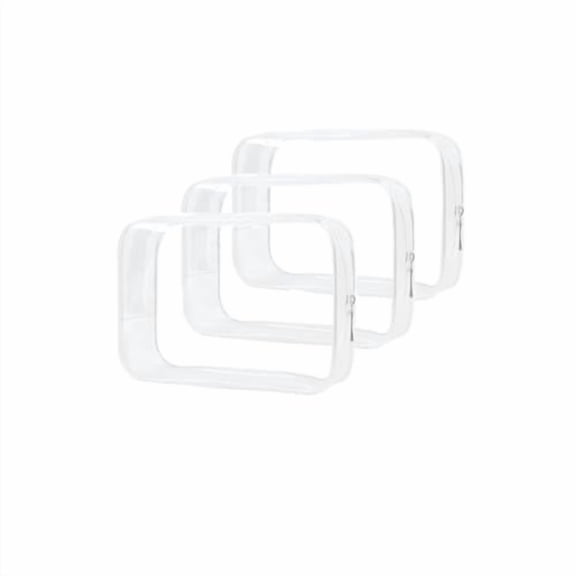Clear Travel Bags 3 Pack 7.9"x2.5"x5.3" Multipurpose Transparent TSA Cosmetic Bag Clear Pouch For Toiletry,Makeup,Traveling - Single Zipper