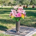 thumbnail image 2 of Artificial Flowers, Mixed Bush Grave Flowers 6.7 inch Memorial Flowers Artificial Cemetery Flowers Roses and Lily Bouquet for Outdoor Graveyard Garden Home Spring Decor, 2 of 5