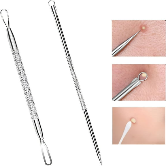 ACDANC Blackhead Remover Comedone Extractor, 2 PCS Pimple Popper Tool, Pimple Comedone Removal 2-in-1 Extractor Tool, Stainless Steel Pimple Extractor Blackhead Removal Tool