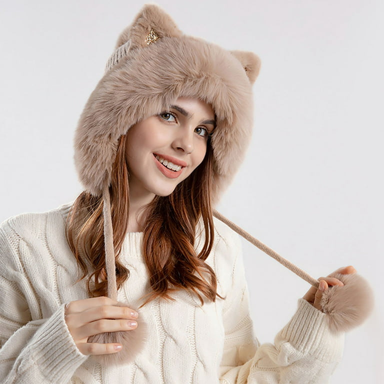Biziza Womens Cold Weather Faux Fur Pom Pom Winter Warm Cute Cute