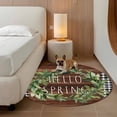 thumbnail image 2 of Farmhouse Green Garland Round Area Rug 4Ft Washable Circle Rugs for Bedroom Dining Room, Spring Black Plaid Wood Grain Non-Slip Carpet Floor Mats Indoor Outdoor Carpet Runner Aesthetic Home Decor, 2 of 8