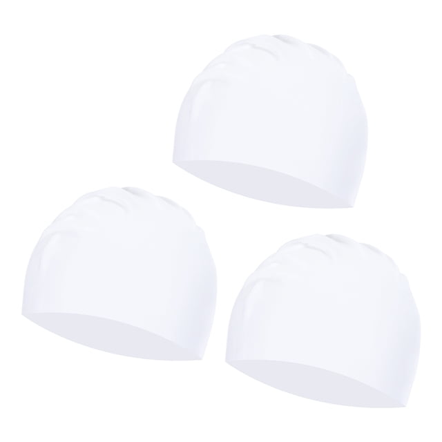 Gorra de natación de silicona Uxcell, impermeable, cómoda, antideslizante, para mujeres, hombres, adultos, cabello largo y corto, blanca