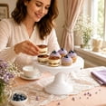 thumbnail image 5 of Round Cake Stand With Pedestal Base, Elevated Display Rack For Desserts And Pastries, Decorative Cupcake Holder For Kitchen Counter And Party Table,Pink - 17X23 Cm, 5 of 8