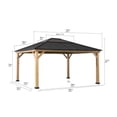 thumbnail image 3 of SUNJOY Hardtop Gazebo 13 x 15 ft. Standard Cedar Framed Wood Gazebos with Black Steel and Polycarbonate Hip Roof Hardtop for Garden, Backyard Shade, Black Roof + Natural Wood Frame, 3 of 17