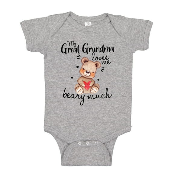 My Great Grandma Loves Me Beary Much Baby Bodysuit One Piece NB Athletic Heather
