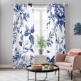 thumbnail image 5 of White Blue Spring Floral Kitchen Curtains 96 Inch Length, Summer Botanical Hummingbird Grommet Top Bedroom Living Room Curtains, Light Filtering Cafe Curtain Drapes 2 Panels Set 104''x96'', 5 of 9