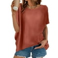 thumbnail image 2 of Kaemgyyd Plus Size Cotton Linen Shirt for Women Lightweight Scoop Neck Oversized Tee Loose Fit Short Sleeve Side Slit Top, 2 of 7