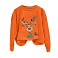 thumbnail image 6 of idosla Christmas Sweatshirts for Women Elk Reindeer Deer Printed Long Sleeve Crewneck Sweater 2025 Winter (Orange, XXL), 6 of 6