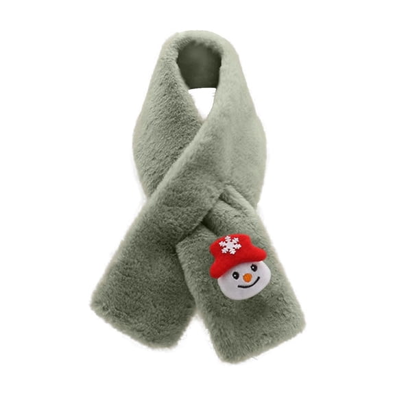 Zwiiyzr Kids Christmas Scarf Winter Knitted Kids Scarves Solid Color Cute Thick and Warm Neck Warmer for Boys Girls 1-15 Years Green
