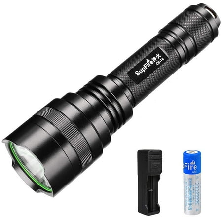 Supfire Tactical Flashlight,Super Bright 1100 Lumens Led Torch Flashlight 18650 Battery and Charger Included 5 Modes Best for Hiking