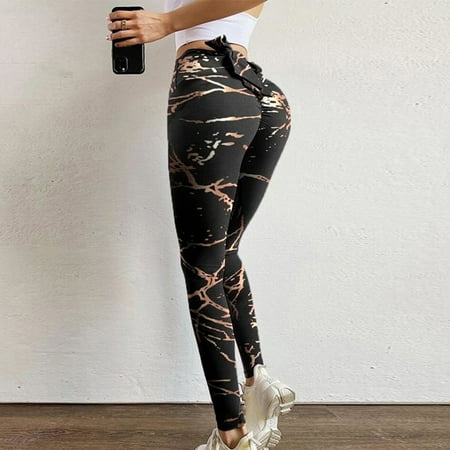 

ELFINDEA Shapewear Yoga Pants Printing High Waist Stretch Strethcy Fitness Leggings Plus Size Body Suits for Womens Black S