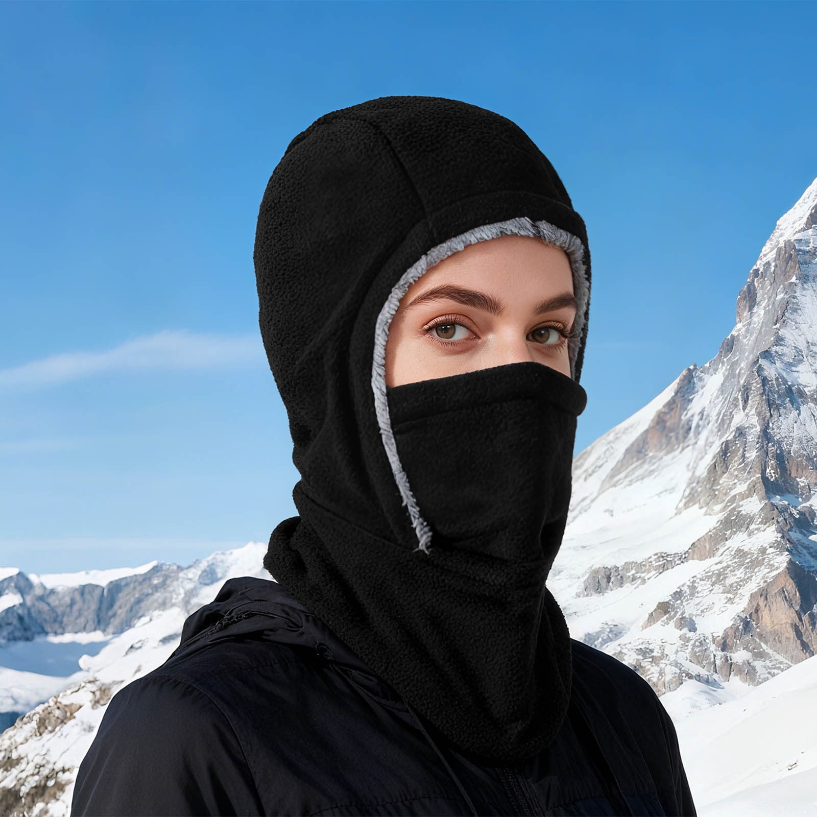 Uscallm Warm Winter Car Seat Cushion, Unisex Winter Balaclava Face Mask, Full Coverage Windproof Cold Weather Gear, Thermal Neck Warmer Ear Protection Hat