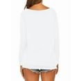 thumbnail image 3 of Women'S Long Sleeve Boat Neck Off Shoulder Blouse Tops White XXL, 3 of 5