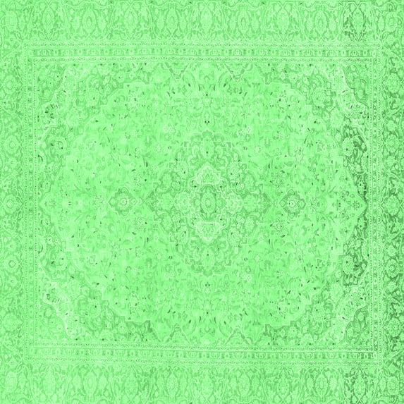 Ahgly Company Indoor Square Abstract Emerald Green Modern Area Rugs, 3' Square