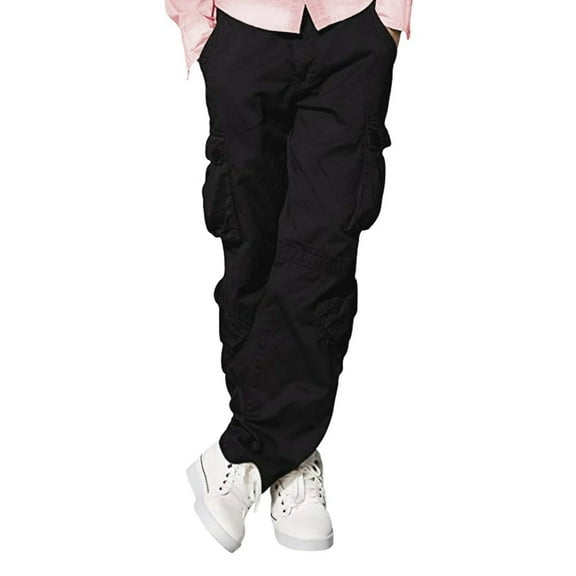 JuicyTrendz Men’s Cotton Cargo Work Pants Outdoor Trousers with Multi Pockets Black W30-L30