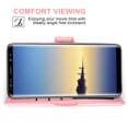 thumbnail image 3 of Genuine Leather RFID Blocking Wallet Case for Samsung Galaxy Note 9, Handmade Flip Folio Wallet Case with Stand and Card Slots for Samsung Galaxy Note 9, Pink, 3 of 5