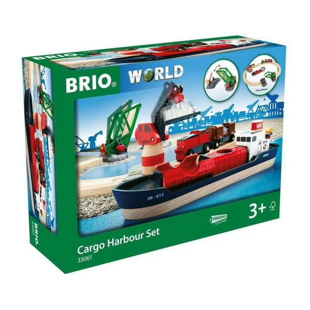 Set de tren BRIO World Cargo Harbor 33061, 16 piezas, más de 3 años