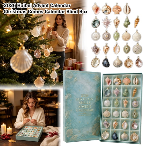 Advent Calendar 2026 Christmas Advent Calendars, 24pcs Seashell Christmas Countdown Calendar with Acrylic Ornaments, Holiday Gift for Adults and Collectors, Christmas Decor for Tree Home