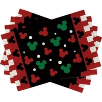 Christmas Mouse Placemats Set of 4, Red Black Green Xmas Polka Dots Table Place Mats, Winter Holiday Seasonal Kitchen Decor Home Decoration 12 x 18 Inch
