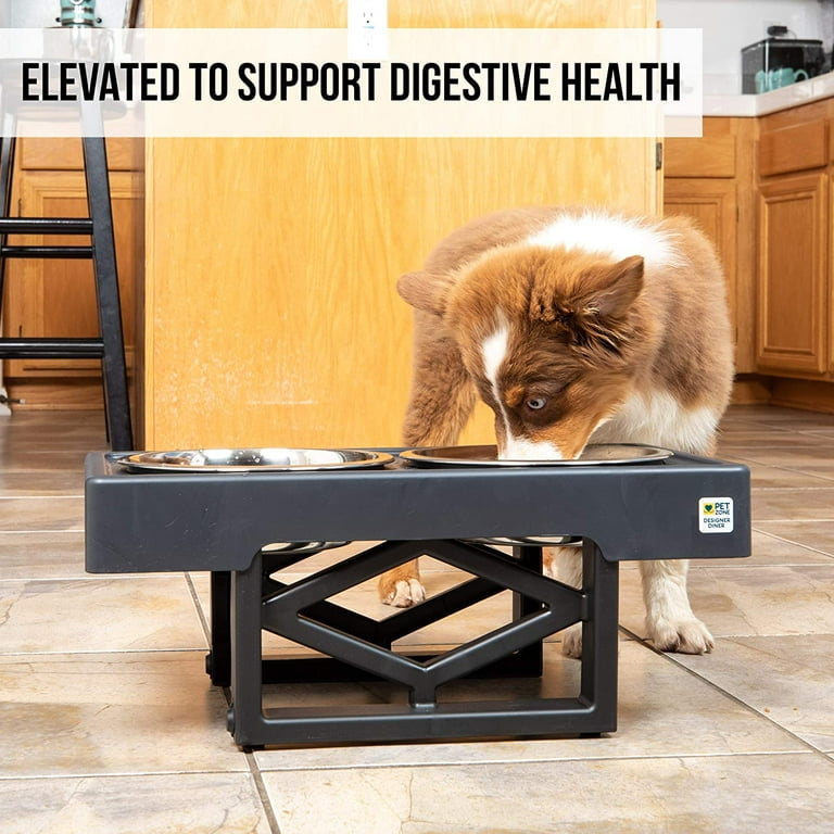 Pet Zone Designer Diner ADJUSTABLE Elevated Dog Bowls Adjusts To 3 Heights 2.75 8