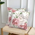 thumbnail image 5 of Peony Flower Pillow Covers 18x18 Set of 2, Floral Throw Pillow Covers Outdoor Decorative Pillow Case for Couch Bed Sofa Cushion Home Decor, 5 of 6