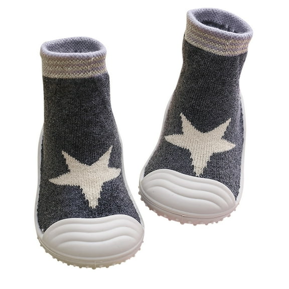 Xiaoxatg Boy Girl Slippers Baby Toddlers Fuzzy Slipper Breathable Indoor Outdoor Winter Warm Shoes with Thick Sole for Kids 12-18 Months Grey