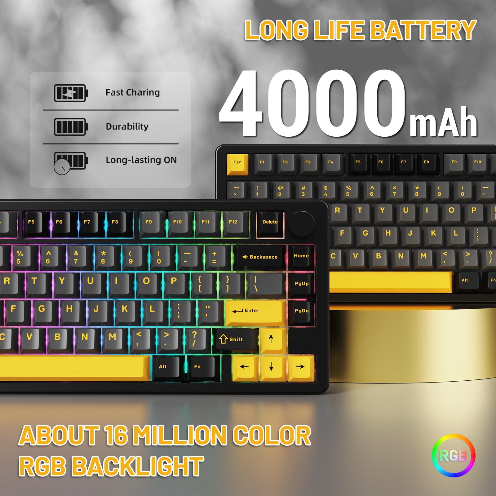 ATTACK SHARK X86 75% Wireless Gasket Mechanical Keyboard with Knob, CNC Aluminum Turd, 3 Mode Connectivity,82 Key Hot Swappable,Custom Linear Switches RGB Gaming Keyboard for Win/Mac/Linux-Star Black