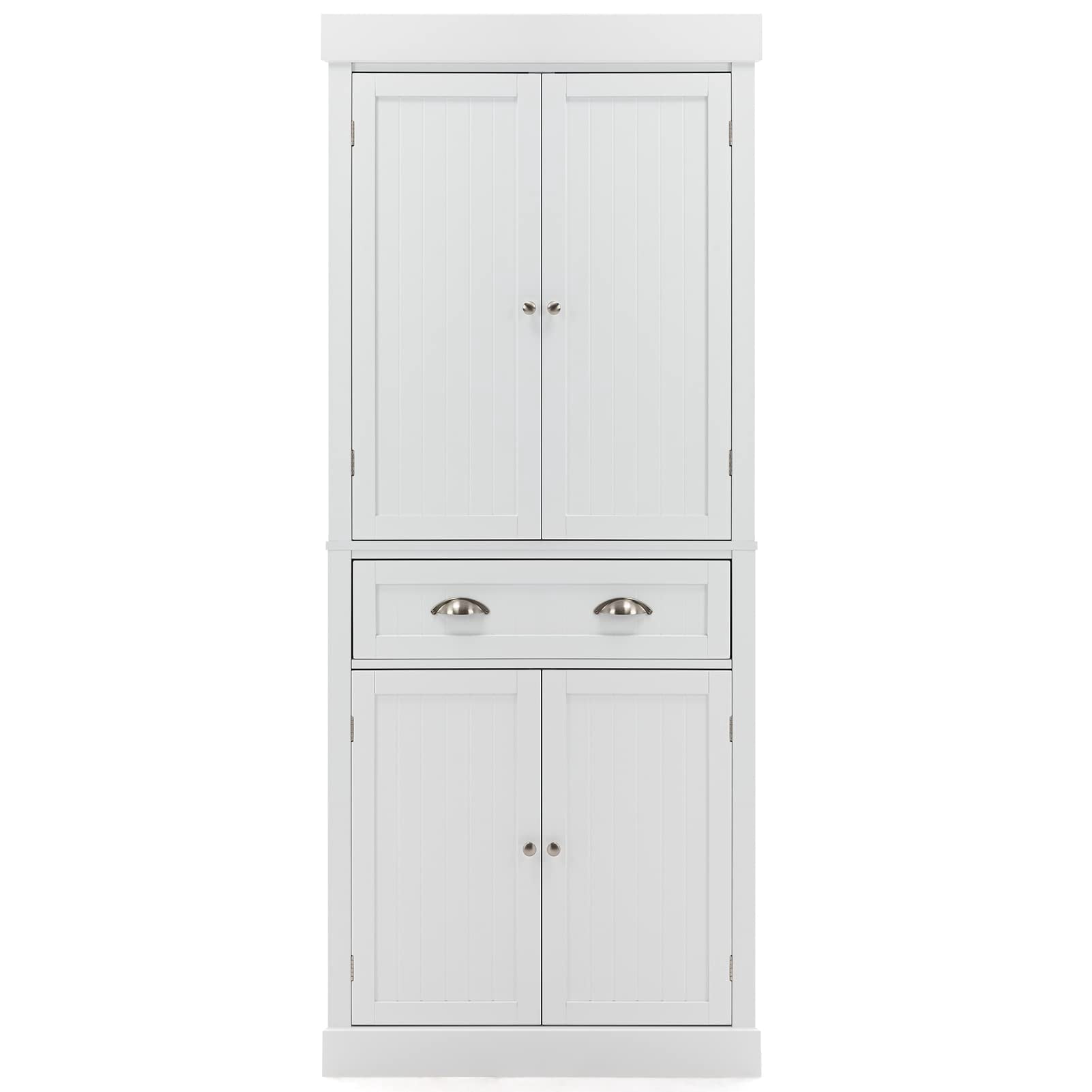 PWFE Kitchen Pantry Storage Cabinet, 72" Traditional Kitchen Pantry Cabinet, 6-Tier Freestanding Buffet Cupboards for Kitchen Storage(White)