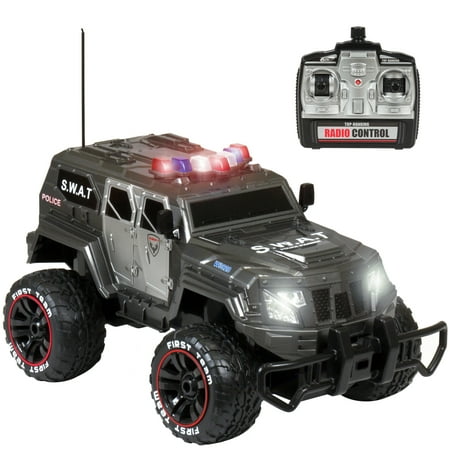 Best Choice Products 1/12 Scale 27Mhz Remote Control Police SWAT Truck RC Car w/ 12.5MPH Max Speed, Rechargeable Battery, USB Charger -