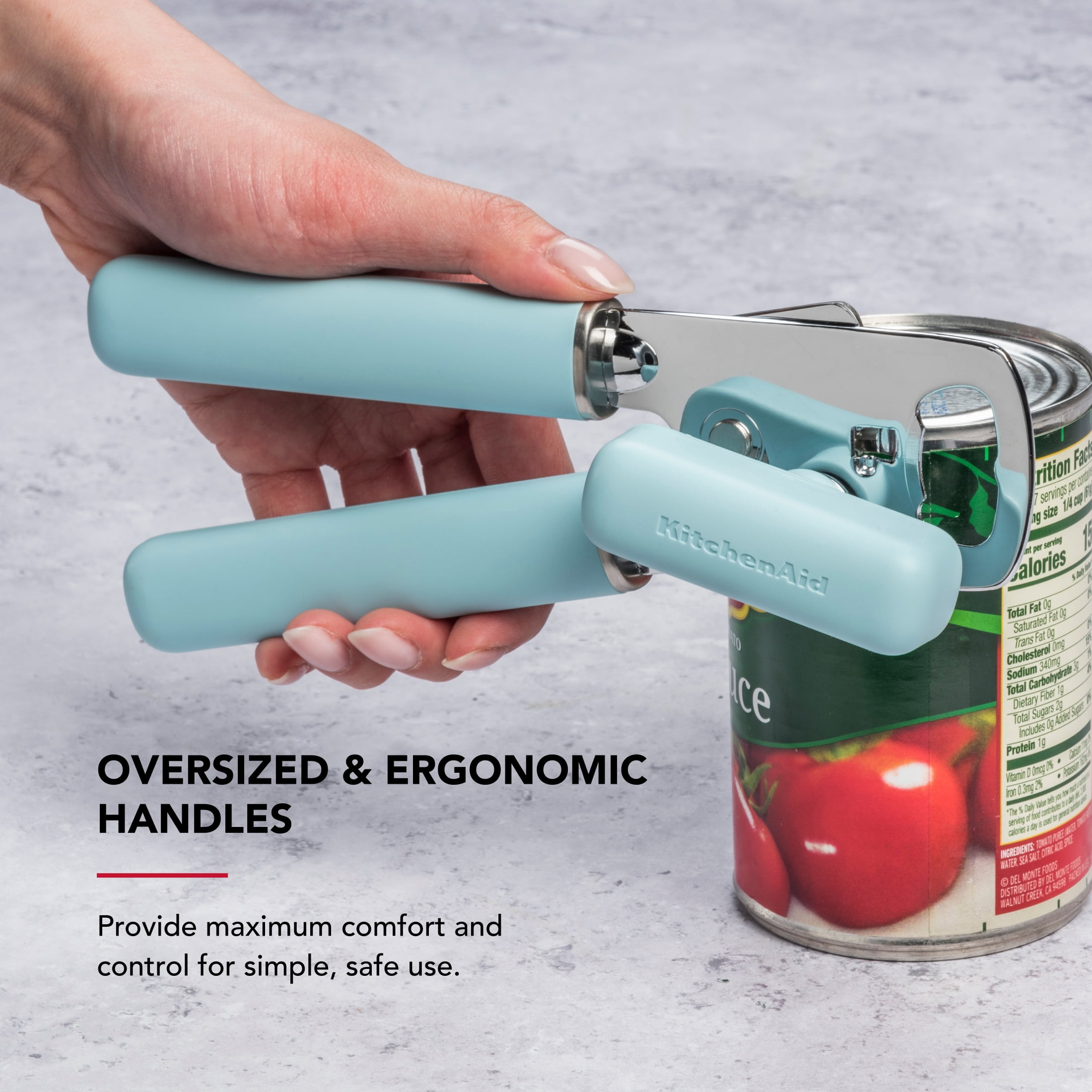 KitchenAid Stainless Steel Manual Can Opener with Bottle Opener and Ergonomic Grip, Mineral Water