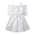 thumbnail image 4 of iEFiEL Kids Girls Sheer Lace Embroidered Flower Dress Princess Pageant Bridesmaid Birthday Dress White 10, 4 of 4
