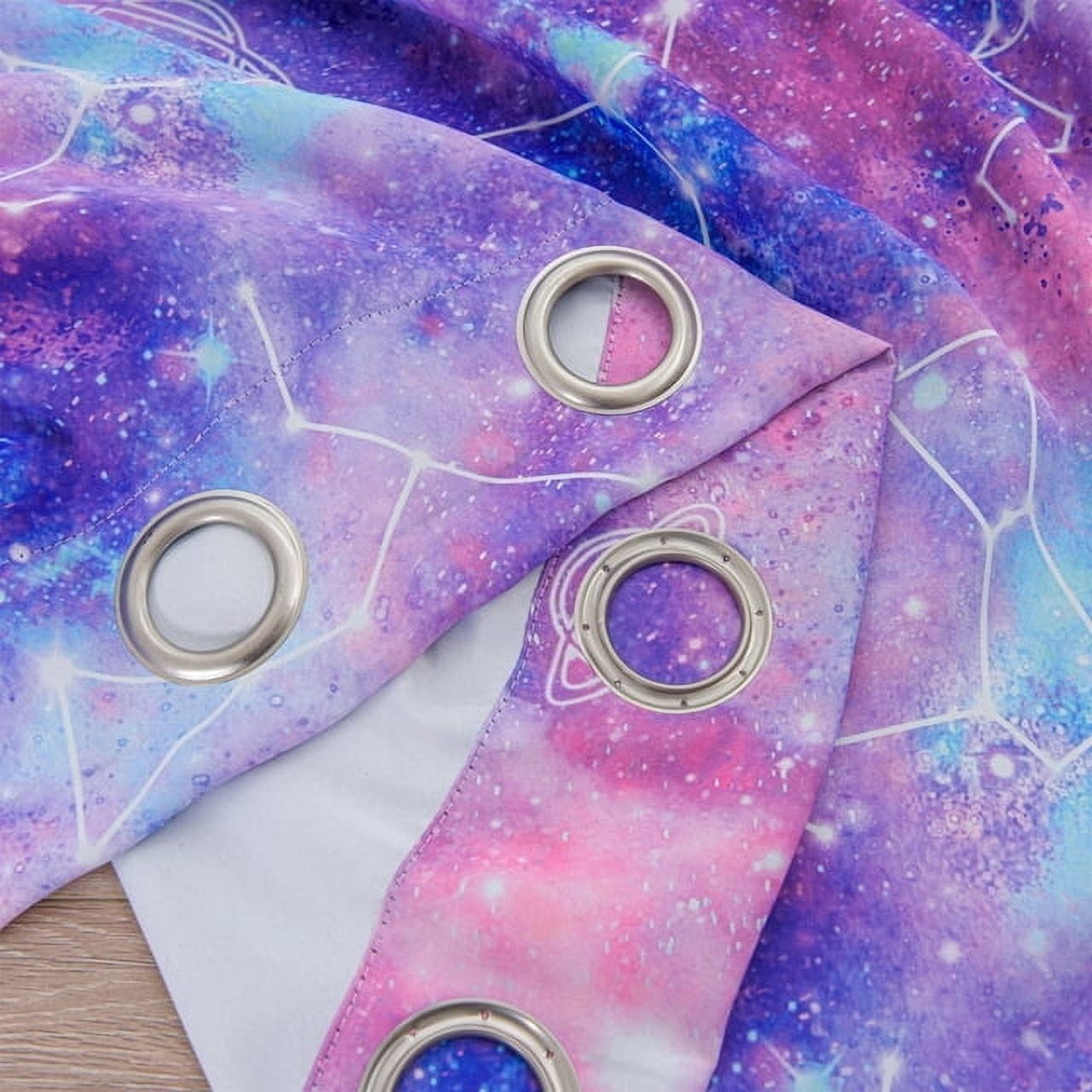 NTBED Tie Dye Purple Constellation Blackout Curtains Set of 2 Galaxy Ombre for Kids Girls Grommet Room Darkening Drapes 52 x 84 inch