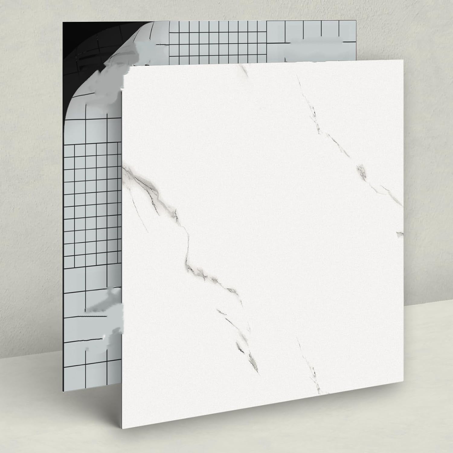 40 Pack Cover 40 Sq.Ft Peel and Stick Floor Tiles, 12” x 12” Self Adhesive Vinyl Flooring Easy DIY Installation for Kitchen, Living Room, Laundry, RV, Matte White Vein Marble
