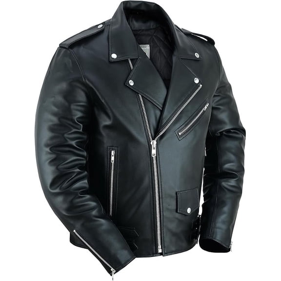 Daniel Smart Men Motorcycle Faux Leather Jacket Black Economy Biker Leather Jacket with Adjustable Belt and Multiple Pockets