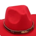 thumbnail image 3 of Wxirdiow Toddler Girls Cowboy Hat Kids Toddler Western Cowboy Hat Wide Brim Stylish Leather Cowboy Hat Cowgirl Dress Up Hat with Belt Buckle Red Size,3-8 Years, 3 of 4