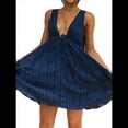 thumbnail image 1 of Minivestido Bohemio de Verano para Mujer, Sin Mangas, con Escote en V Profundo, con Vuelo Escalonado y Espalda Descubierta, Ideal para Salir de Vacaciones. Azul Marino XL, 1 of 10