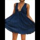 thumbnail image 1 of Minivestido Bohemio de Verano para Mujer, Sin Mangas, con Escote en V Profundo, con Vuelo Escalonado y Espalda Descubierta, Ideal para Salir de Vacaciones. Azul Marino XL, 1 of 10