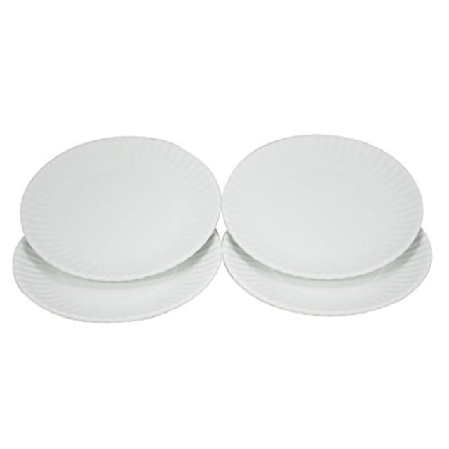 Paper Plates Novelty Reusable Tan White Dinner Plates Hard Melamine Set of 12 