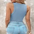 thumbnail image 4 of CHICME Womens Built in Bras Tank Tops Sleeveless Casual Shirts Racerback Ribbed Tank Top Misty Blue-L, 4 of 8
