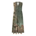 thumbnail image 5 of Women Maxi Long Dress Summer Casual Short Sleeve V Neck Maxi Dresses with Pocket Army Green L, 5 of 5
