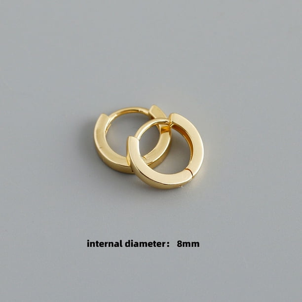 Pendientes de oreja blancos s925 de círculo liso de varios tamaños con personalidad de Europa y Estados Unidos, pendientes de moda dorados para mujer