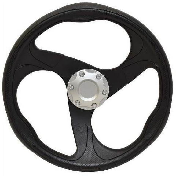 Legend Bass Boat Steering Wheel | w/ Cap 13 1/4 Inch Black Plastic
