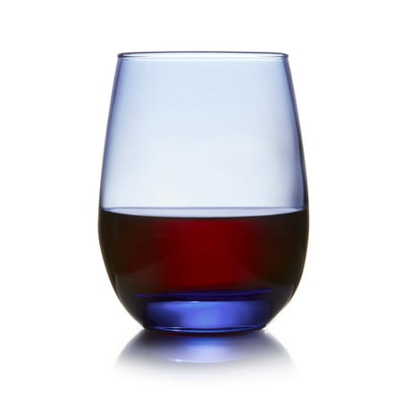

Libbey Classic Blue All-Purpose Stemless Wine Glasses Set of 6