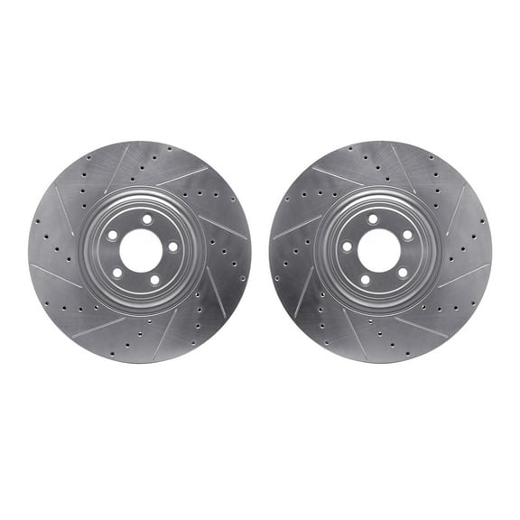 Dynamic Friction Company Front Brake Rotors-Drilled and Slotted-Silver 7002-20006