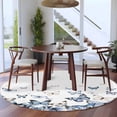 thumbnail image 3 of Round Rug 5Ft Washable Non-Slip, Blue Butterflies Circle Area Rugs for Living Room Bedroom, Elegant Pastoral Butterfly Indoor Floor Mats Carpet Runner for Home Decor Aesthetic, 3 of 8