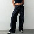 thumbnail image 2 of Womens Jeans Retro Low Waist Non Elastic Washed Straight Street Wide Leg Denim Pant Pants for Women Light Blue XS, 2 of 4