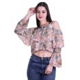 thumbnail image 2 of Moomaya Cold Shoulder Tops Shirts For Women Button Down Long Ruffle Sleeve Top, 2 of 4