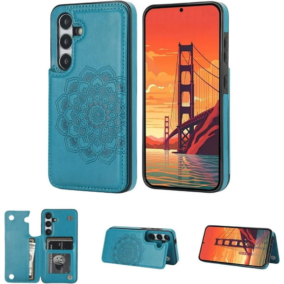 for Samsung Galaxy S23 Wallet Case Magnetic Flip Cover with 3 Card Slots and Stand Feature Floral Design Protective Phone Case,5 Color
